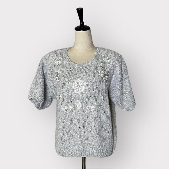 Partners by Marvin’s Vintage Short Sleeved Sweater Light Blue - Picture 1 of 7